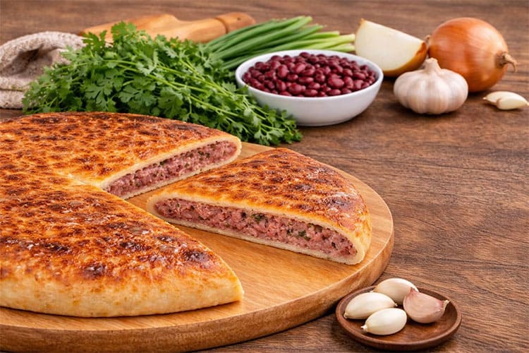 Пирог с красной фасолью и зеленью